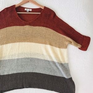 NEW She + Sky Color Block Sweater Rust